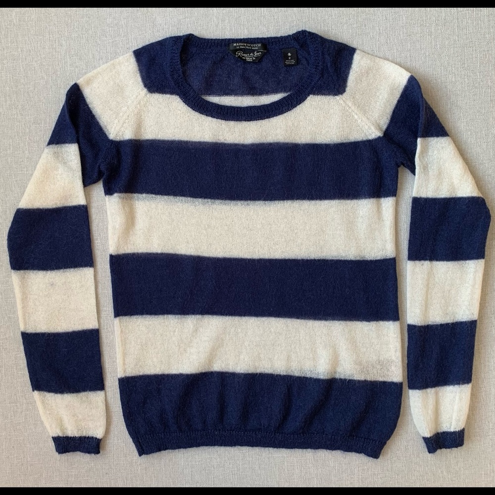 Scotch & Soda Navy and White Striped Sweater